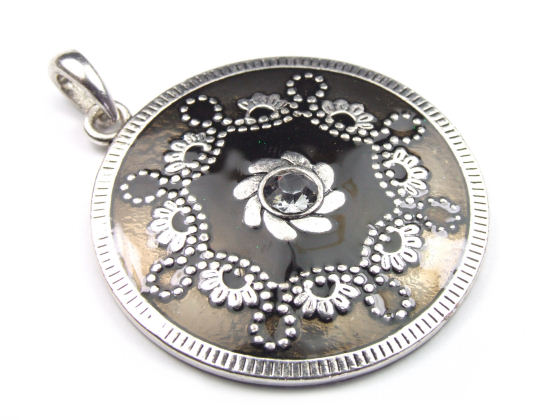 Emaille Anh�nger im Vintage-Look, 45 mm, schwarz