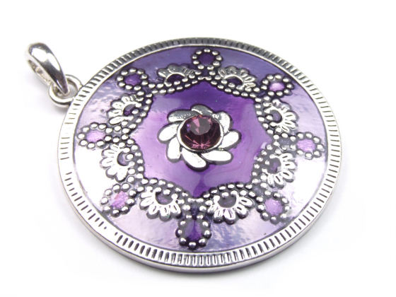 Emaille Anh�nger im Vintage-Look, 45 mm, lila