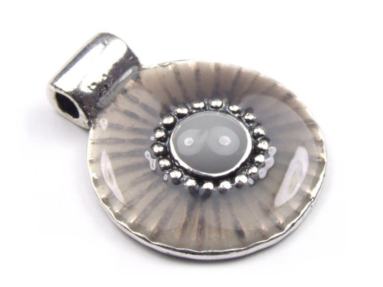 Emaille Anh�nger, 32 mm, grau