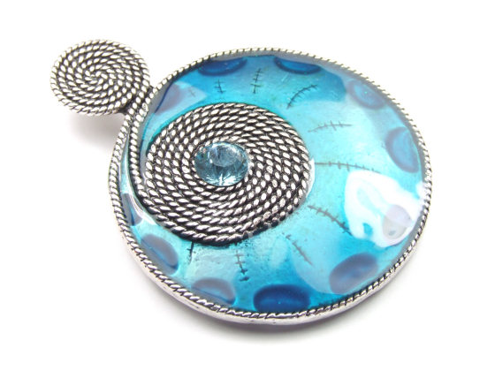 Emaille Anh�nger, 45 mm, t�rkis