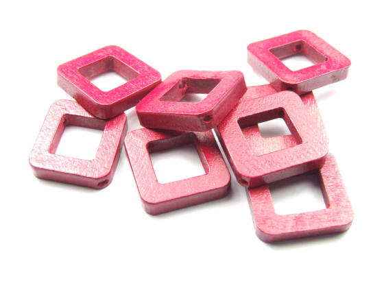 Holzperlen, Quadrate, 18x18 mm, rot
