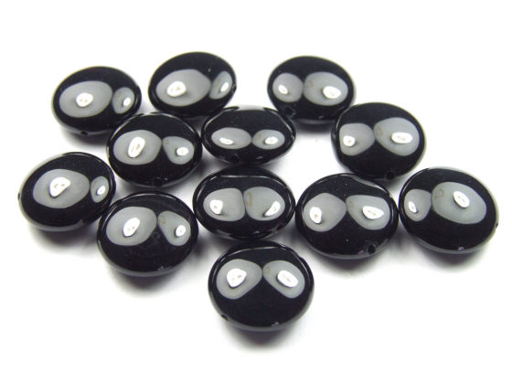 Achat, Taler, 15 mm, pechschwarz, poliert