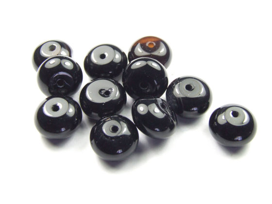 Achatrondelle, pechschwarz, 12x8 mm