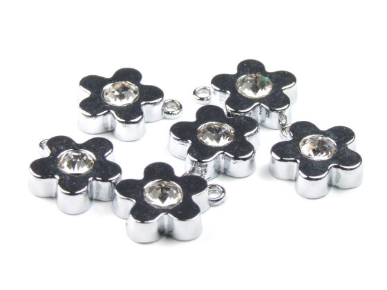 Anh�nger 'Blume', mit Stra�stein, 10 mm