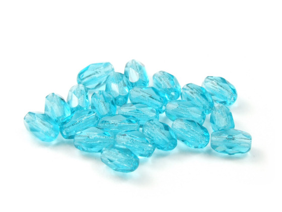 Schliffperlen, Oliven, 6x4 mm, Aqua