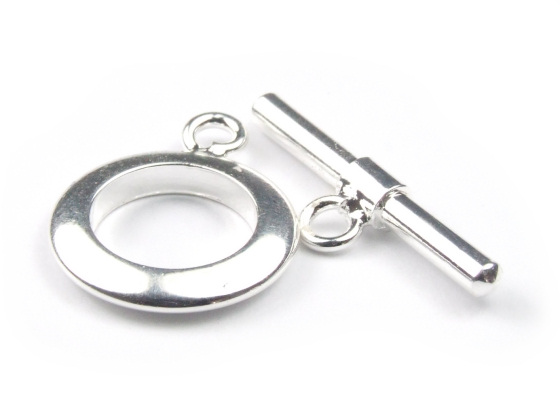Schmuckverschluss, T-Schliee, 12 mm, versilbert