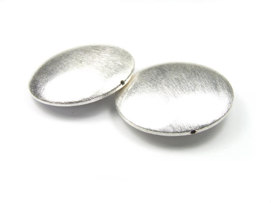 Metallperle, gebrstet, Taler, 30 mm
