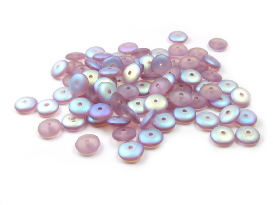 Glasperlen, b�hmisch, Linsen, Amethyst, 6mm