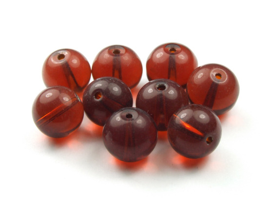 Glasperlen, rund, 10mm, bernstein