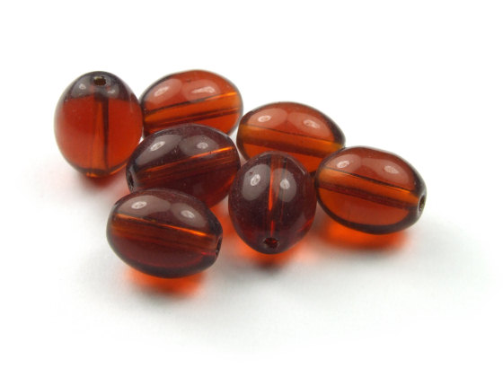 Glasperlen, Olive, 11x8 mm  bernstein