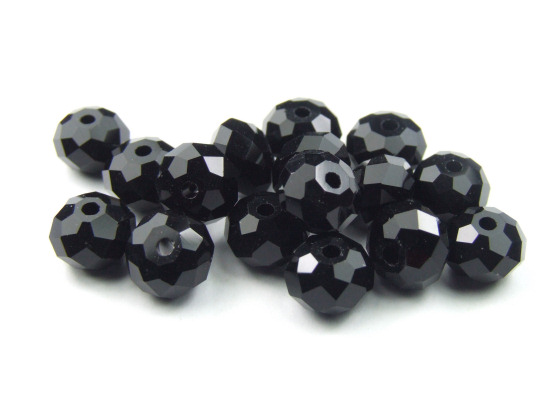 Schliffperlen, Rondelle, 6x8 mm, schwarz