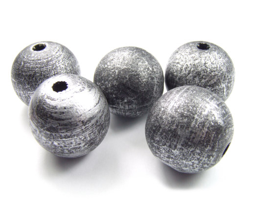 Holzperlen, 24 mm, silber