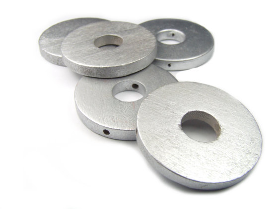 Holzscheiben, gelocht,silber-metallic
