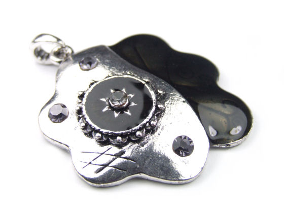 Strass Anh�nger, Emaille, 45 mm, schwarz