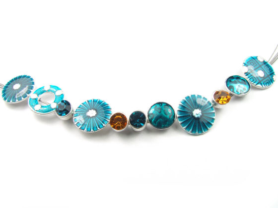 Perlen mit Strass, 22 mm, trkis