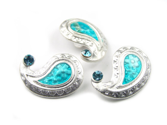 Perlen, Paisleyform, 20x15 mm, t�rkis