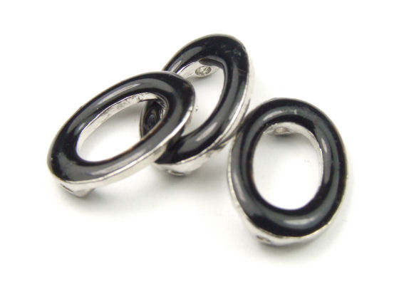 Perlen, kleine Ovale, 15x12  mm, schwarz