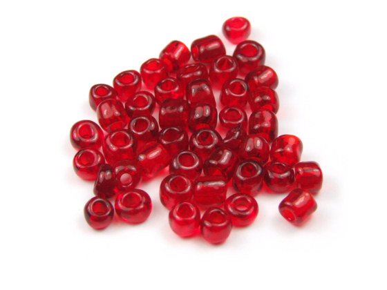 Rocailles, 3,0 mm, transparent, rubinrot