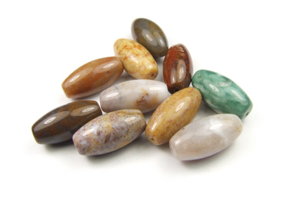 Perlen aus Buntachat,, 20x10 mm