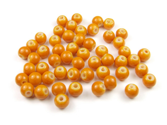 Perlen aus Glas, 6mm, opak, soft orange