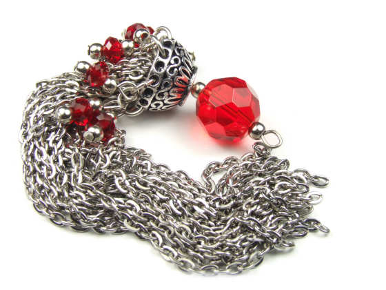 Quaste mit Schliffglas, rot