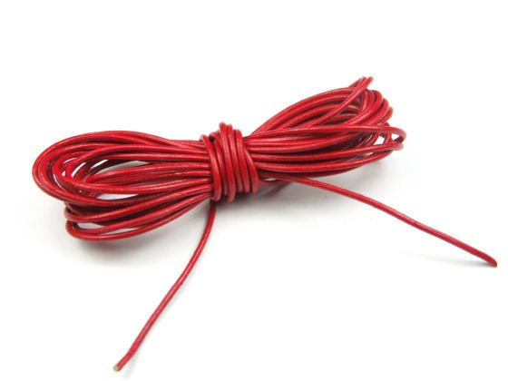 Lederband, rund, 1.0 mm, Rot