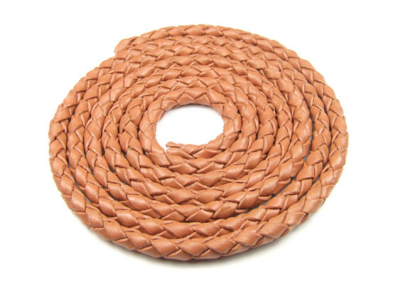 Lederband,  Bolo, geflochten, 4.0 mm, Honig