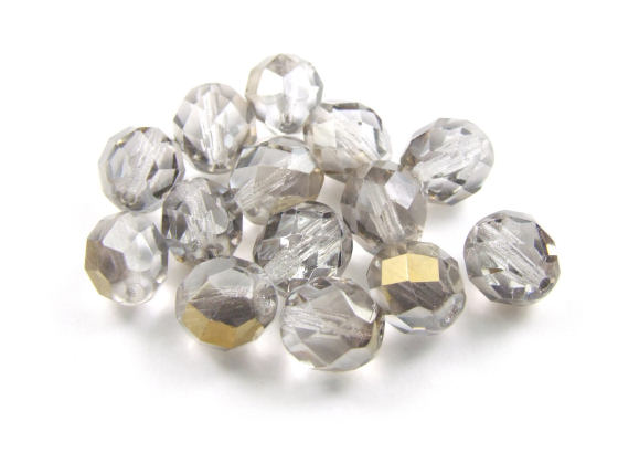 Schliffperlen, b�hmisch, Rauch/Gold AB