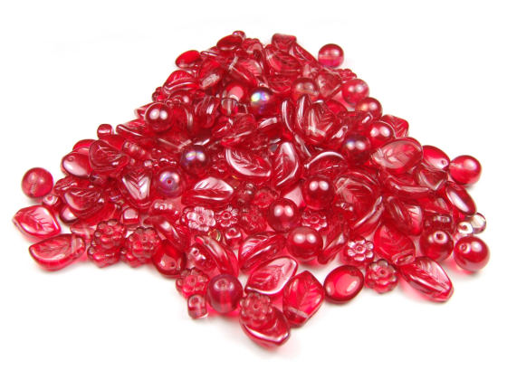 Perlenmix, bhmisch 'Silhouette-Mix', rot
