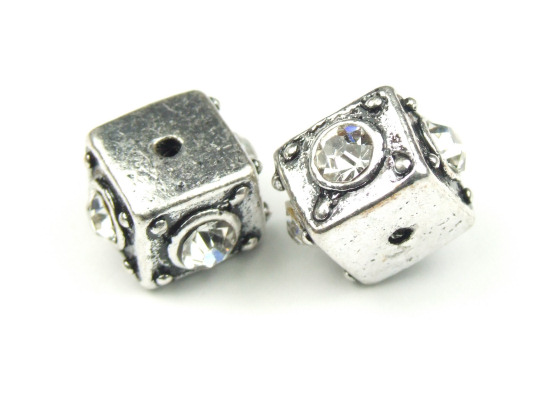 Endkappen, quadratisch, mit Strass, 10x10 mm, klar