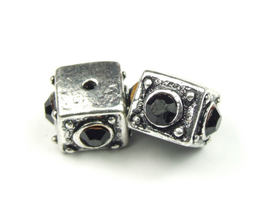 Endkappen, quadratisch, mit Strass, 10x10 mm,