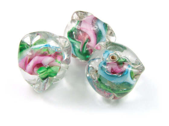 Lampwork, Lampenperle, 15mm, gpt, bunt