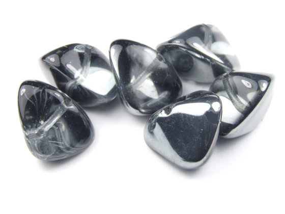 Glasperlen, b�hmisch, 15x11 mm, anthrazit