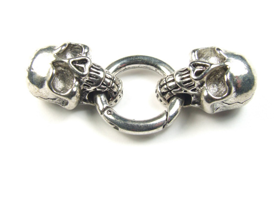 Lederbandverschluss, Schdel, antik-silber