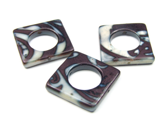 Muschelperlen, Quadrate, 20 mm, schwarz-braun