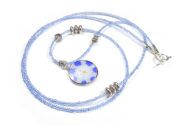 Lange Halskette, MIllefiori-Anhänger, blau