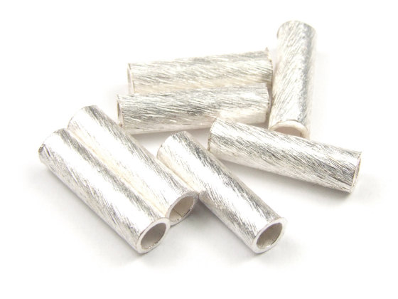 Metallperle, gebrstet, Rhrchen, 15x4 mm