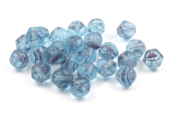 Doppelkegel,  6 mm, aqua marmoriert