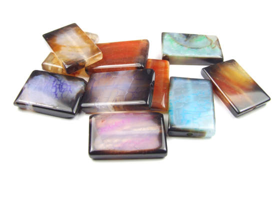 Perlen aus Achat, Rechtecke 30x20x6 mm, bunt