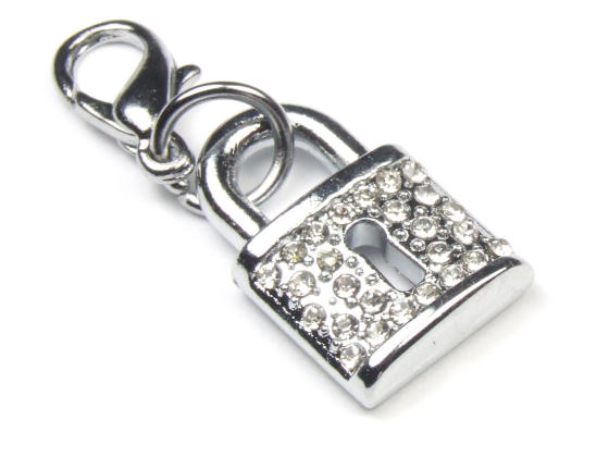 Charms mit Strass 'Schloss' 16x10 mm