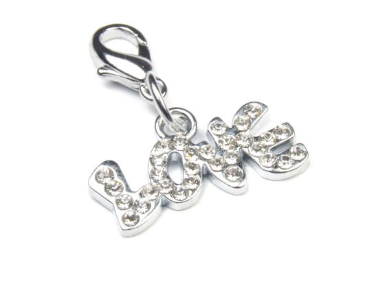 Charms mit Strass 'Love' 21x9 mm