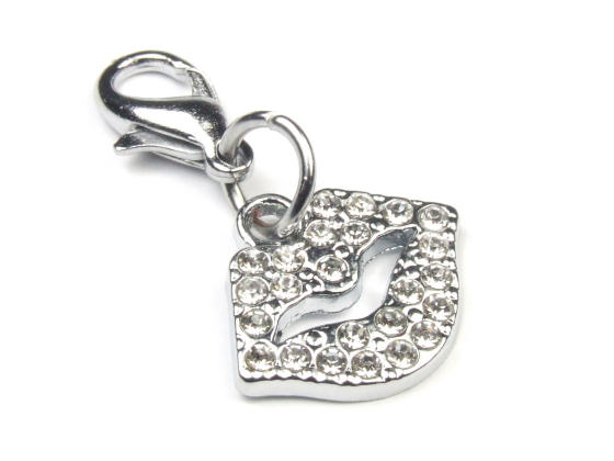Charms mit Strass 'Kiss me'  16x12 mm