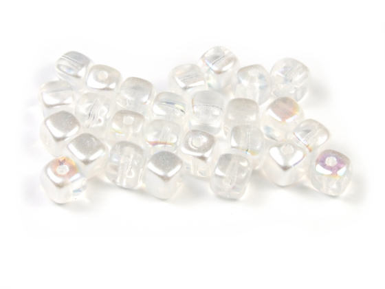Perlen W�rfel, 4 mm, wei�