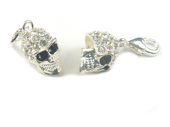 Charms mit Strass, Schdel  33,0 mm