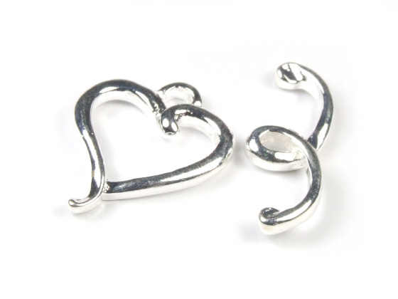 T-Schlie�e, Herzform, 12 mm, versilbert