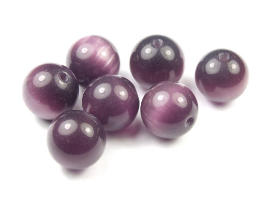 CatEye Glasperlen, dark violet, rund, 12 mm