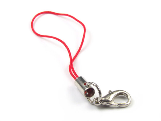 Handyschmuck, B�ndchen mit Karabiner, rot