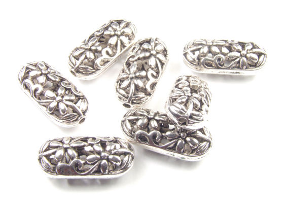 Metallperle, filigrane Ovale, 21x10 mm