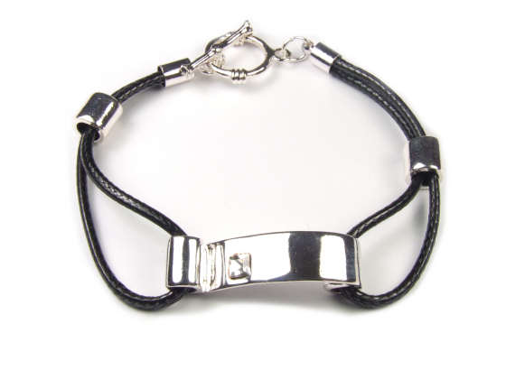 Lederarmband mit Strass, schwarz