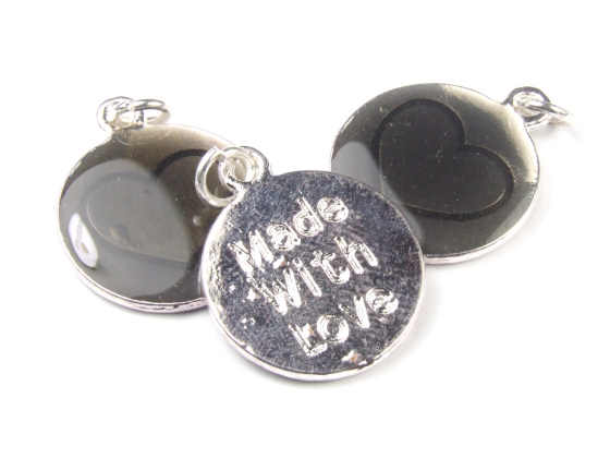 Anh�nger, Herzchen, 18 mm, schwarz